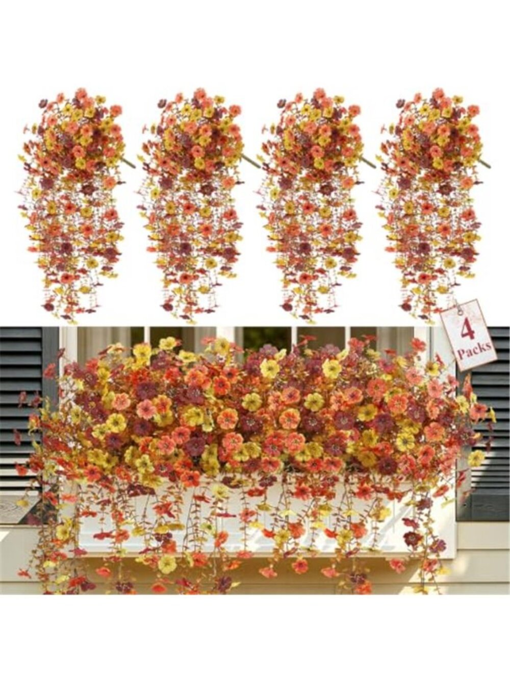 Artificial Fall Flowers for Outdoor Fake Mums UV Resistant Decoration